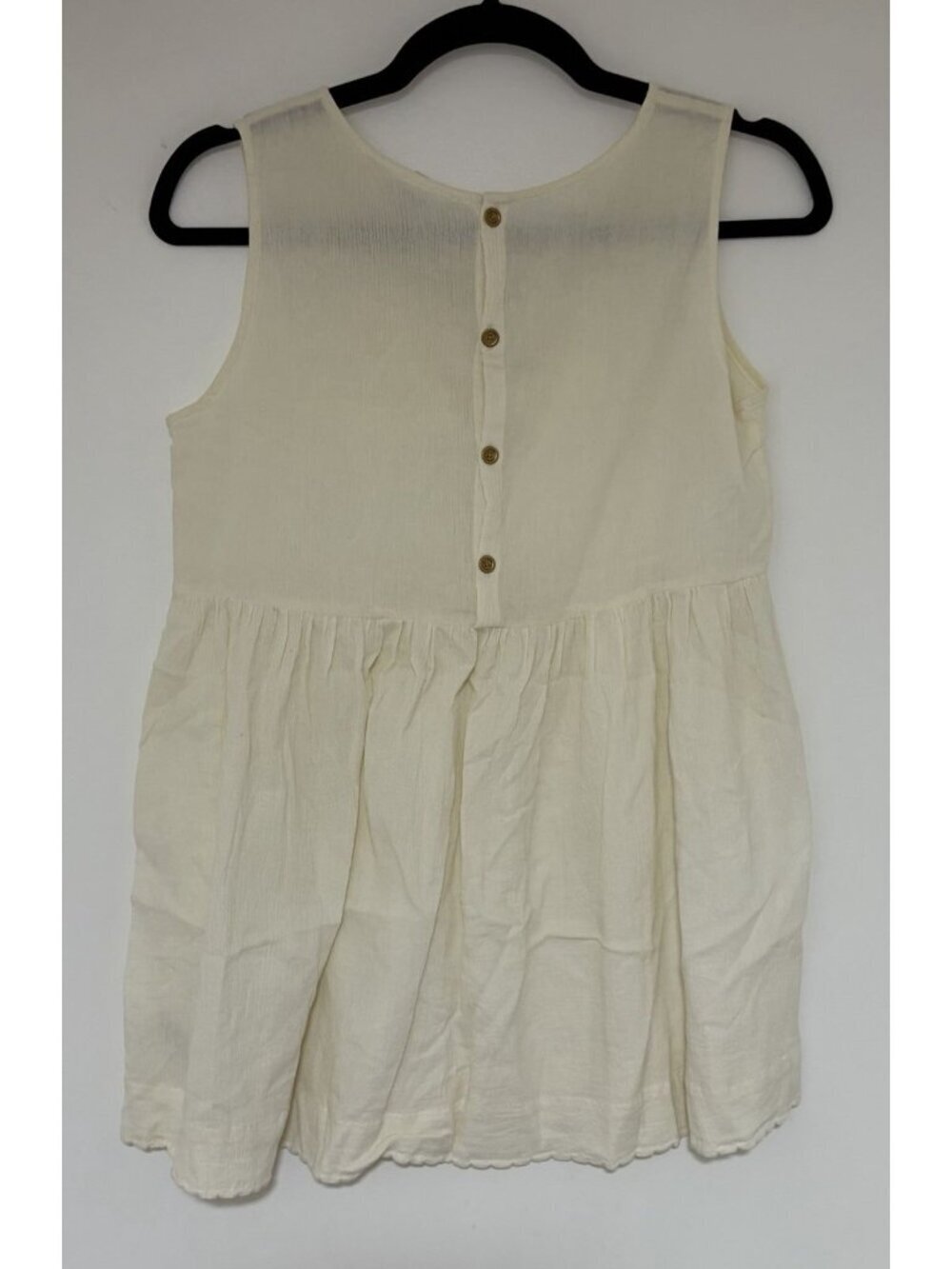 The Great. Women’s Ivory Flowy Gauzy Sleeveless Babydoll Blouse Tunic Size 0 - Picture 3 of 9
